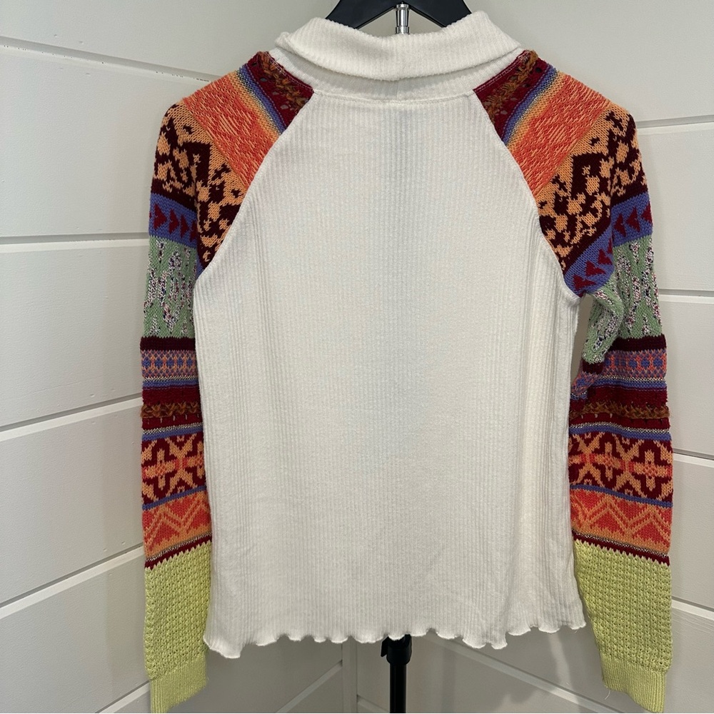 Free People Cream Ribbed Mock-Neck Sweater - Picture 11 of 13
